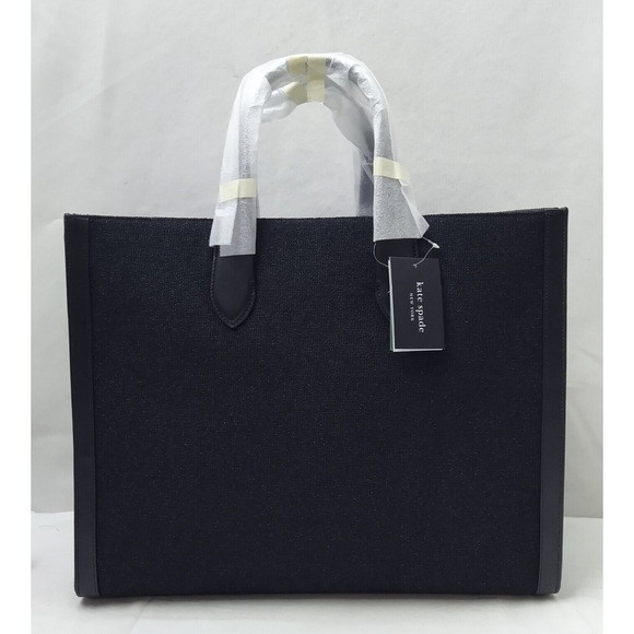 Kate Spade New York Manhattan Black Canvas Car Embellished Large Tote Bag NWT - Picture 5 of 16